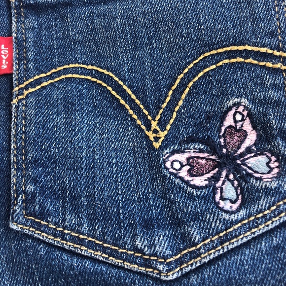 Levi’s Slim Straight Butterfly Embroidered Jeans - Picture 4 of 6